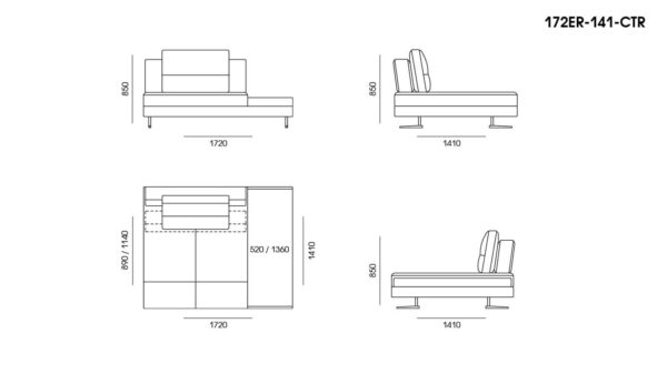 Диван Ermes размеры фото 3