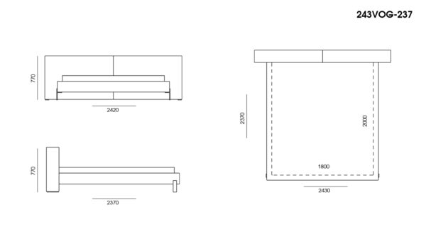Кровать Vogue размеры фото 2