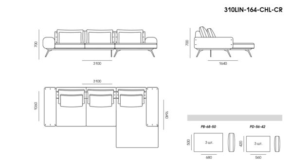 Canapea Linda размеры фото 3