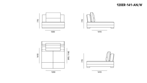Canapea Ermes размеры фото 11