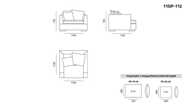 Canapea Ipsoni размеры фото 1