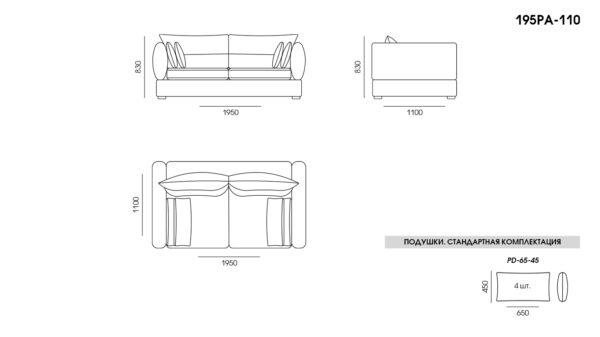 Canapea Parma размеры фото 3