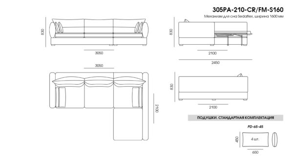 Canapea Parma размеры фото 14